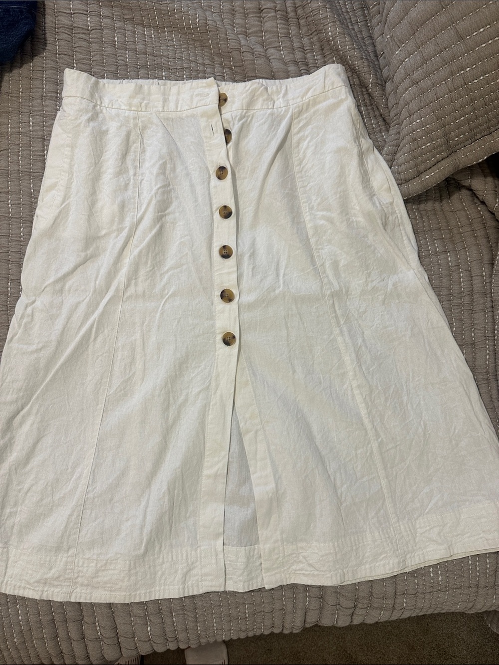 Universal Thread Cream Button-Front Midi Skirt